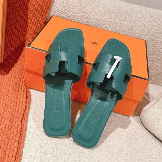 Hermes - Claquettes Vert Bouteille